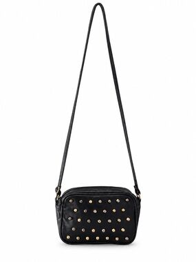 LOOK Black Studded Handbag Gold-Tone Hardware Y2K